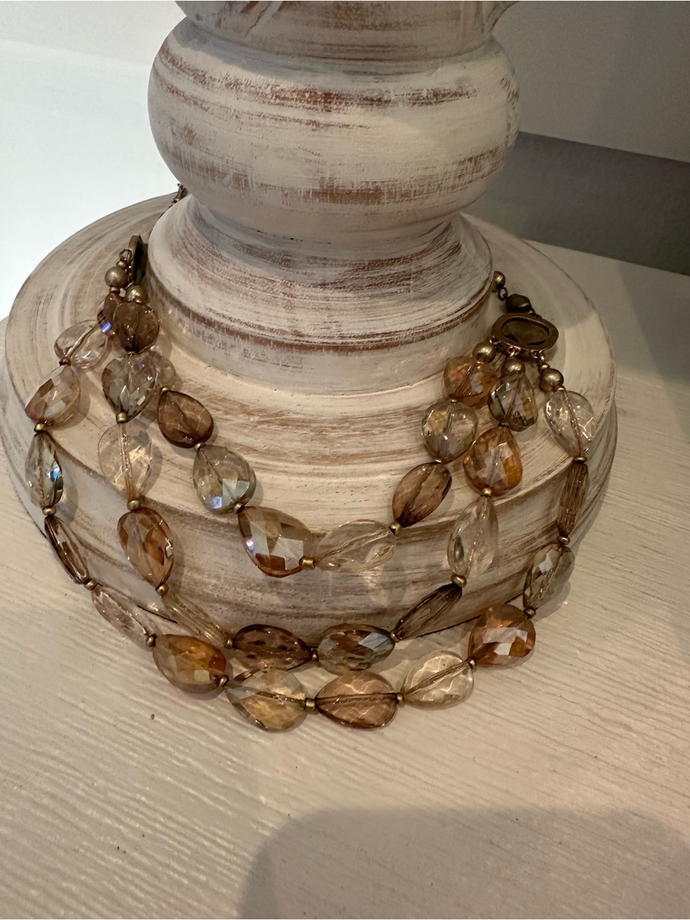 LOFT Elegant Faceted Amber and Champagne Bead Necklace